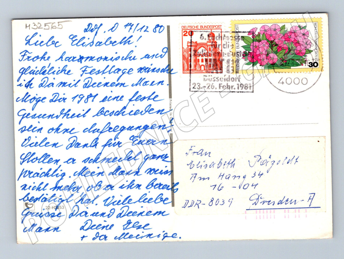 Pohlednice Německo Vánoční strom sníh 1981 (M32565)