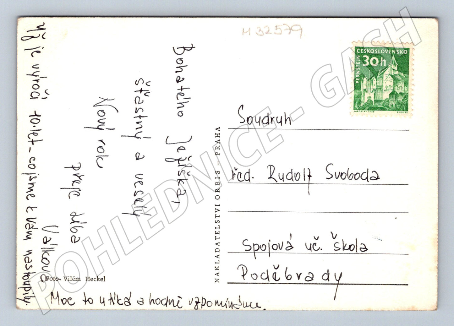 Pohlednice zimní zasněžená krajina Radostné Vánoce (M32579)