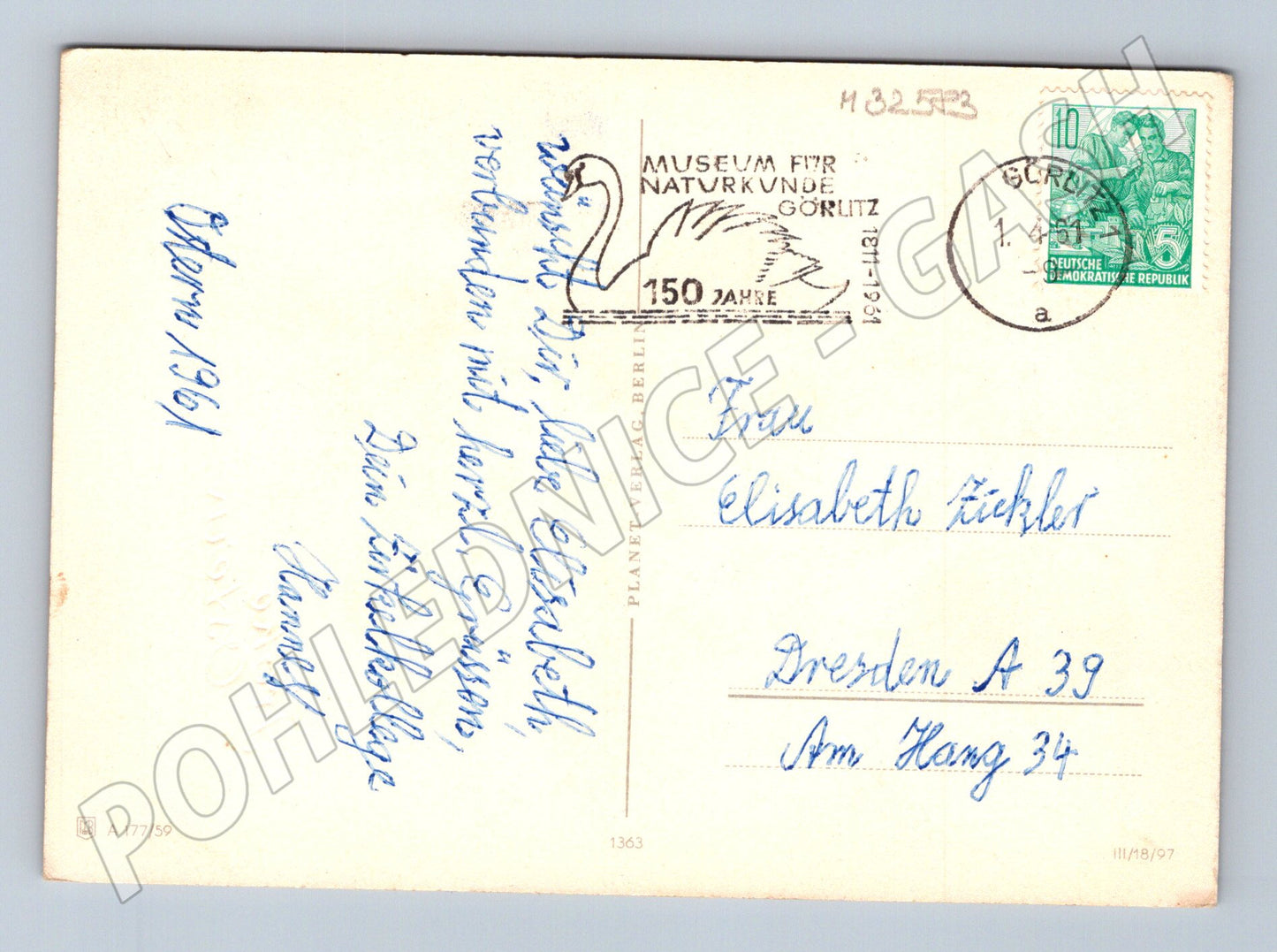 Pohlednice Německo kytice květin Frohe Ostern 1961 (M32583)