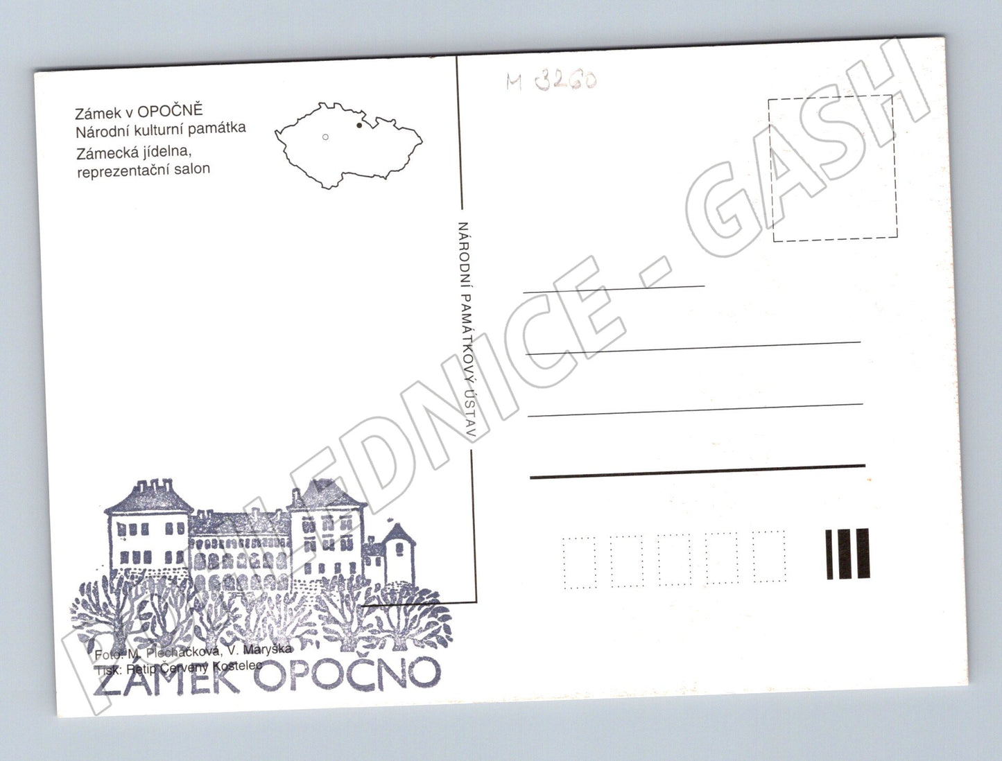 Pohlednice zámek Opočno interiér exteriér (M3260)