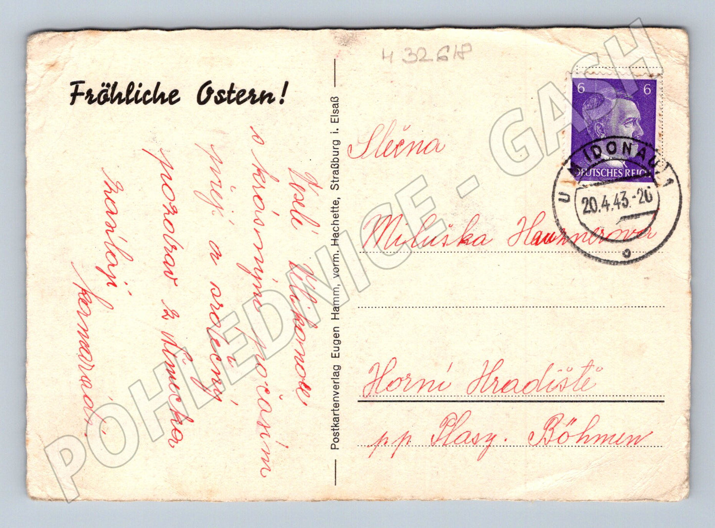 Pohlednice Německo Velikonoce narcisy 1943 (M32618)