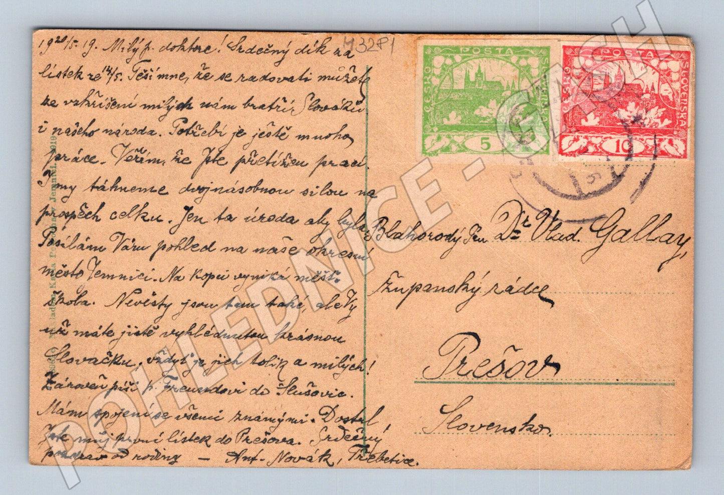 Pohlednice Jemnice 1925 kolorovaná (M3281)