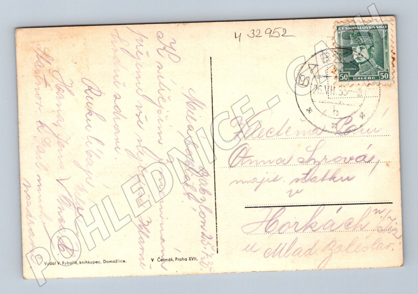 Pohlednice Vůhledy pomník J.Š. Baara 1935 (M32952)
