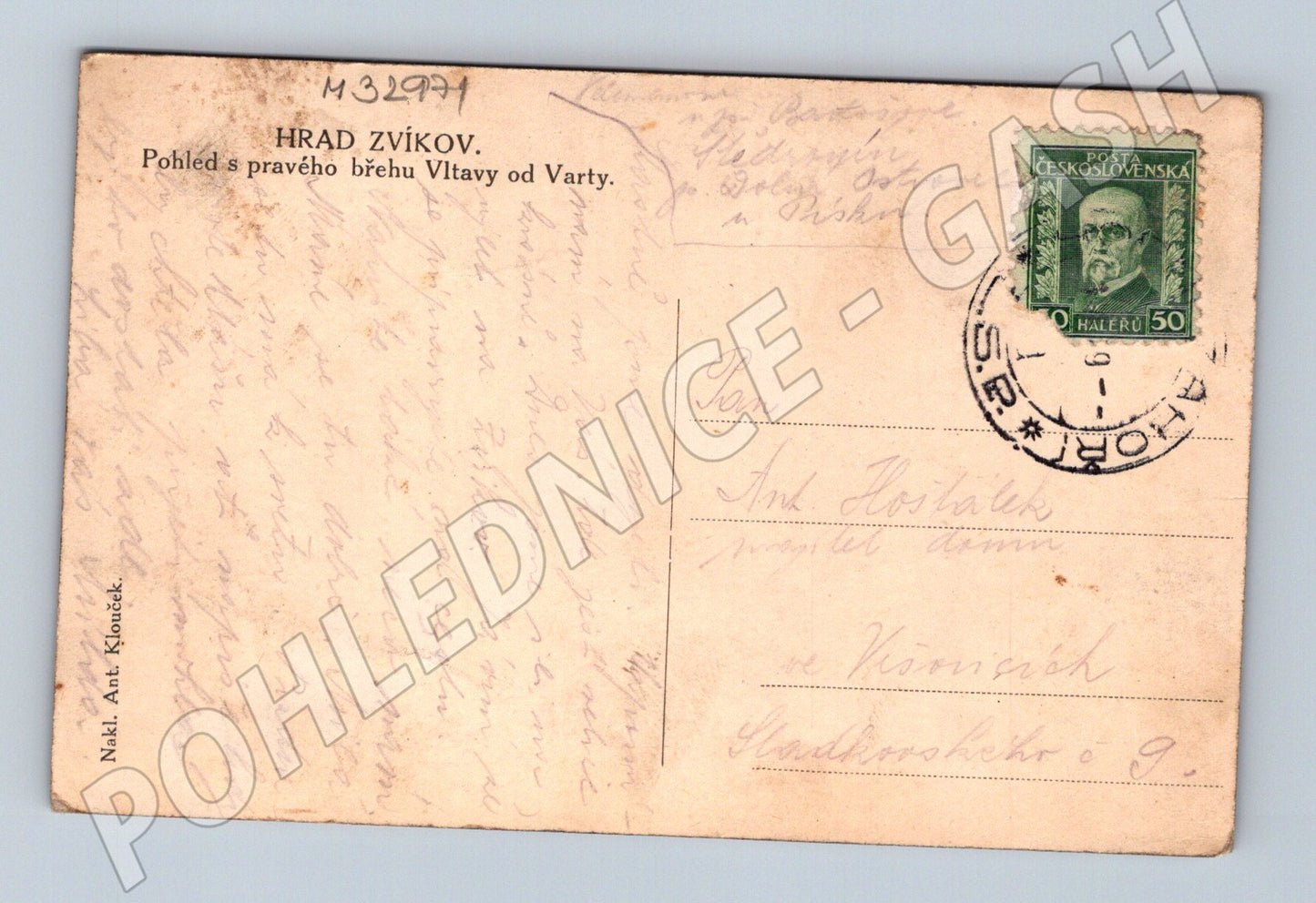 Pohlednice Zvíkov hrad Vltava cca 1920 (M32971)