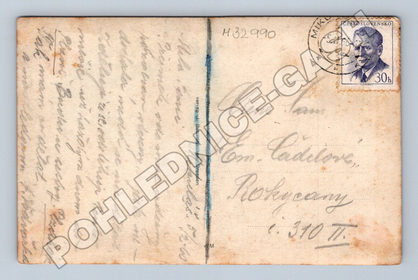 Pohlednice zimní krajina sníh 1947 (M32990)