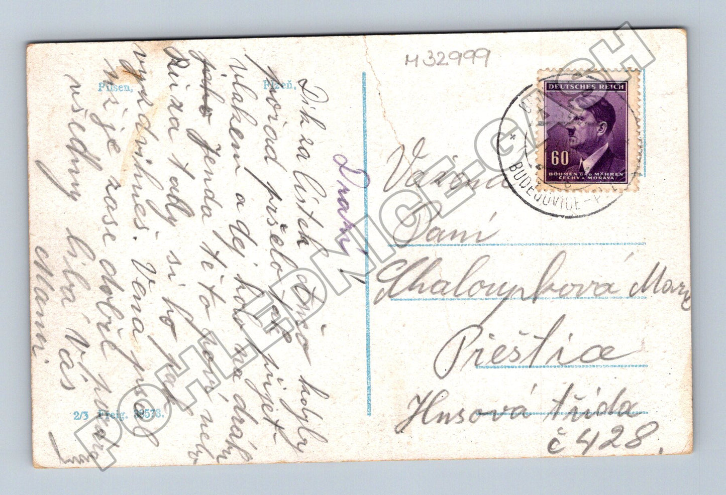 Pohlednice Písek městské náměstí cca 1940 (M32999)
