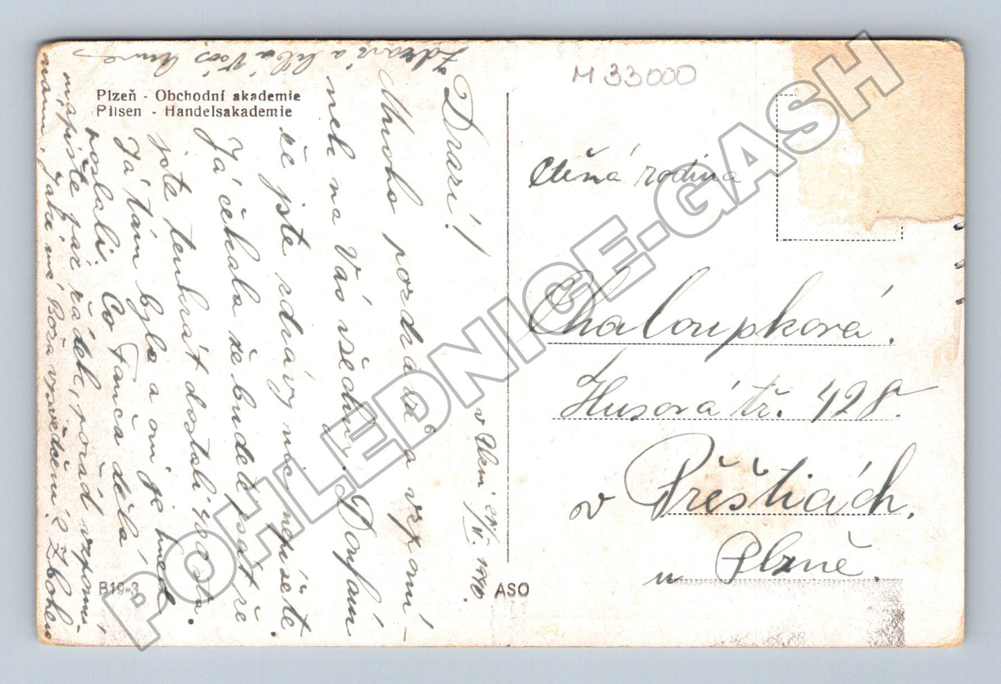 Pohlednice Plzeň Obchodní akademie 1920 (M33000)