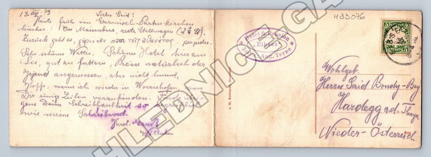 Pohlednice Německo jezero s horami 1929 EIBSEE (M33076)