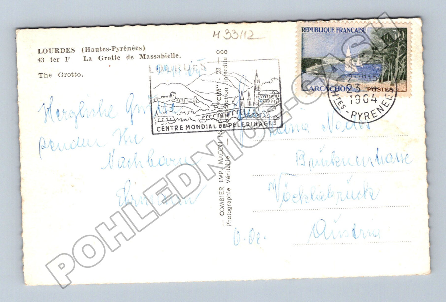 Pohlednice Francie Lourdes jeskyně 1964 (M33112)