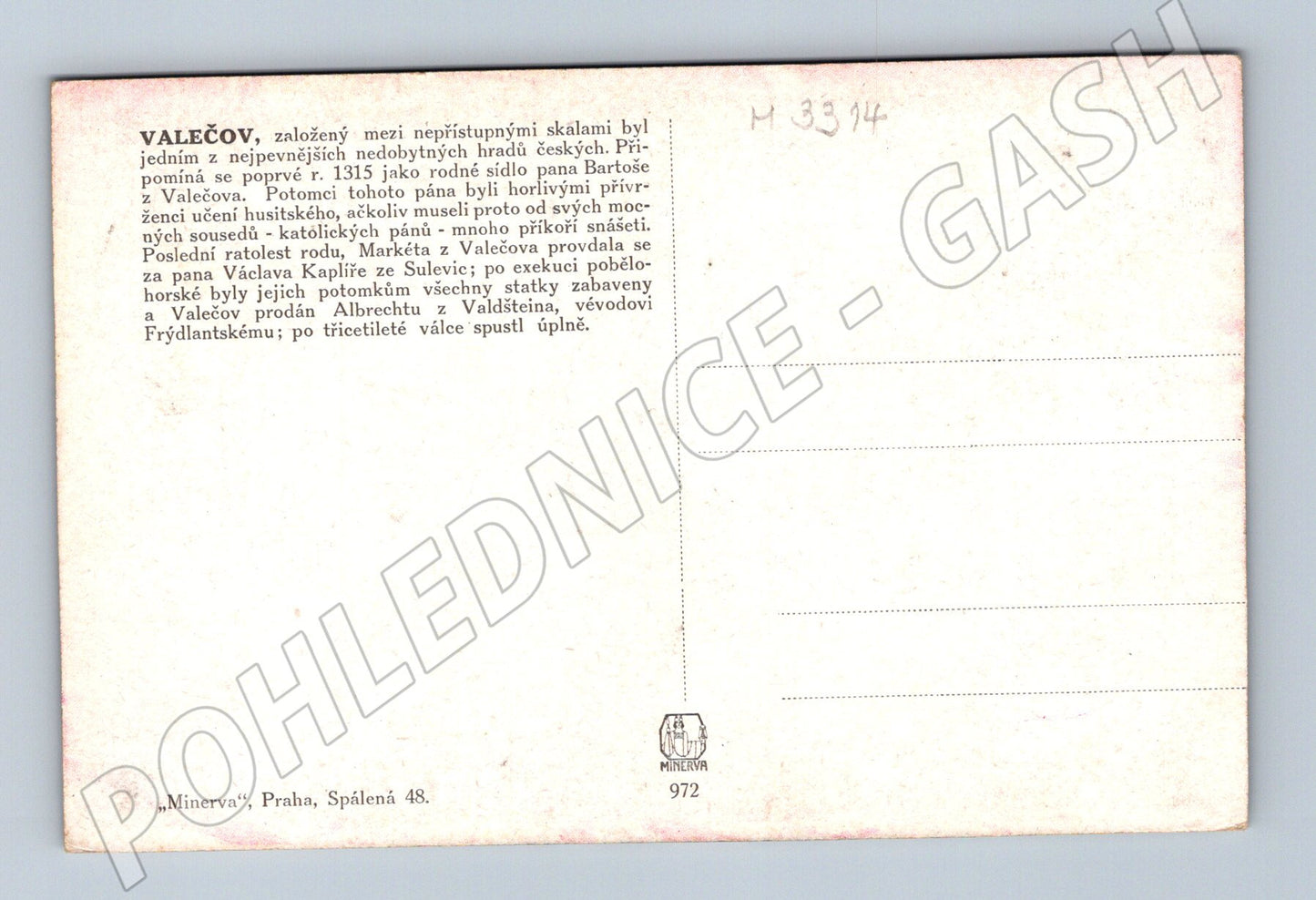 Pohlednice hrad Valečov malovaný motiv (M3314)