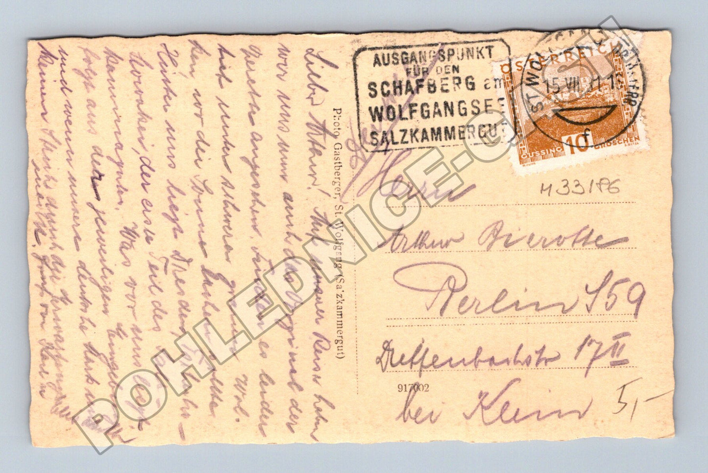Pohlednice Rakousko St. Wolfgang jezero 1916 (M33186)