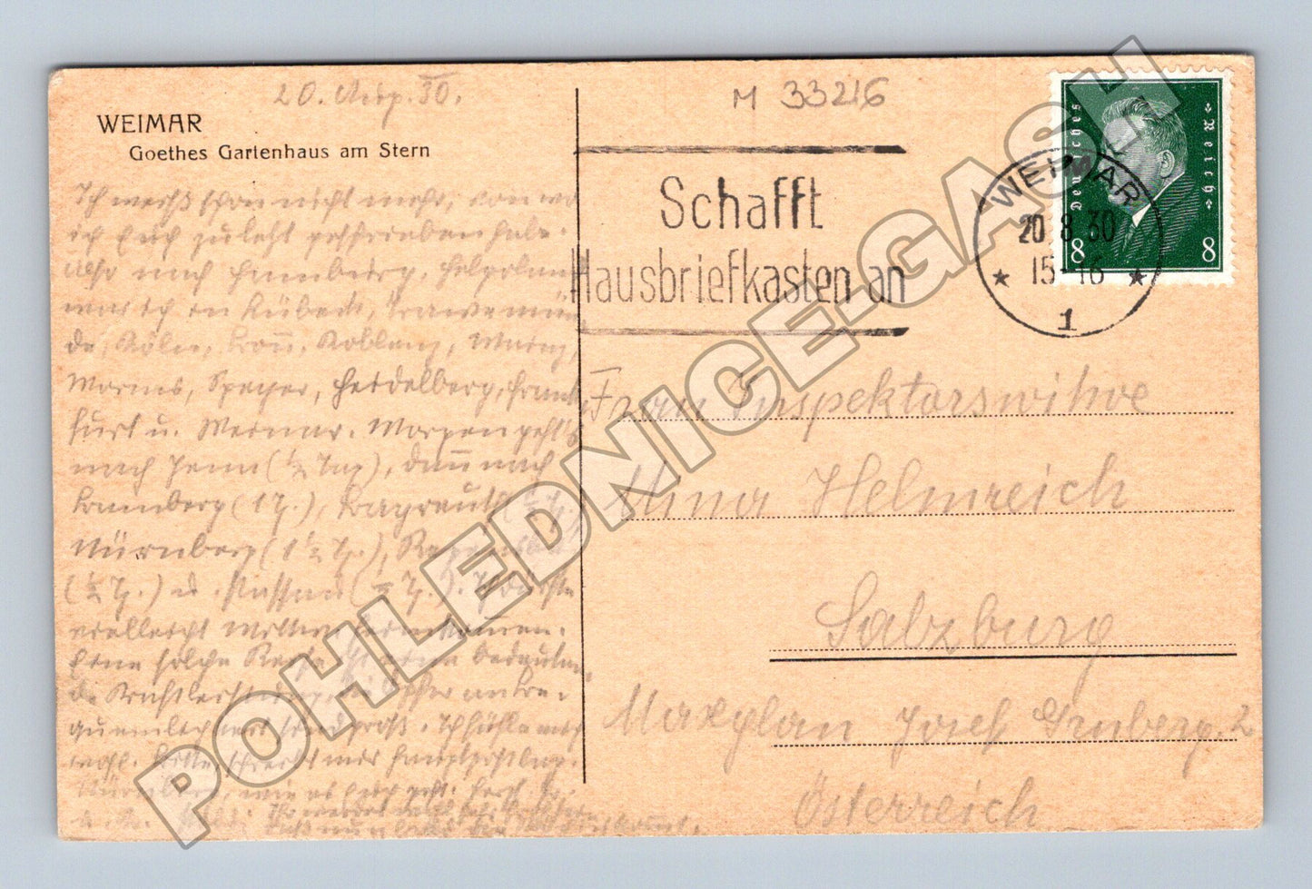 Pohlednice Německo Weimar Goethes Gartenhaus 1930 (M33216)