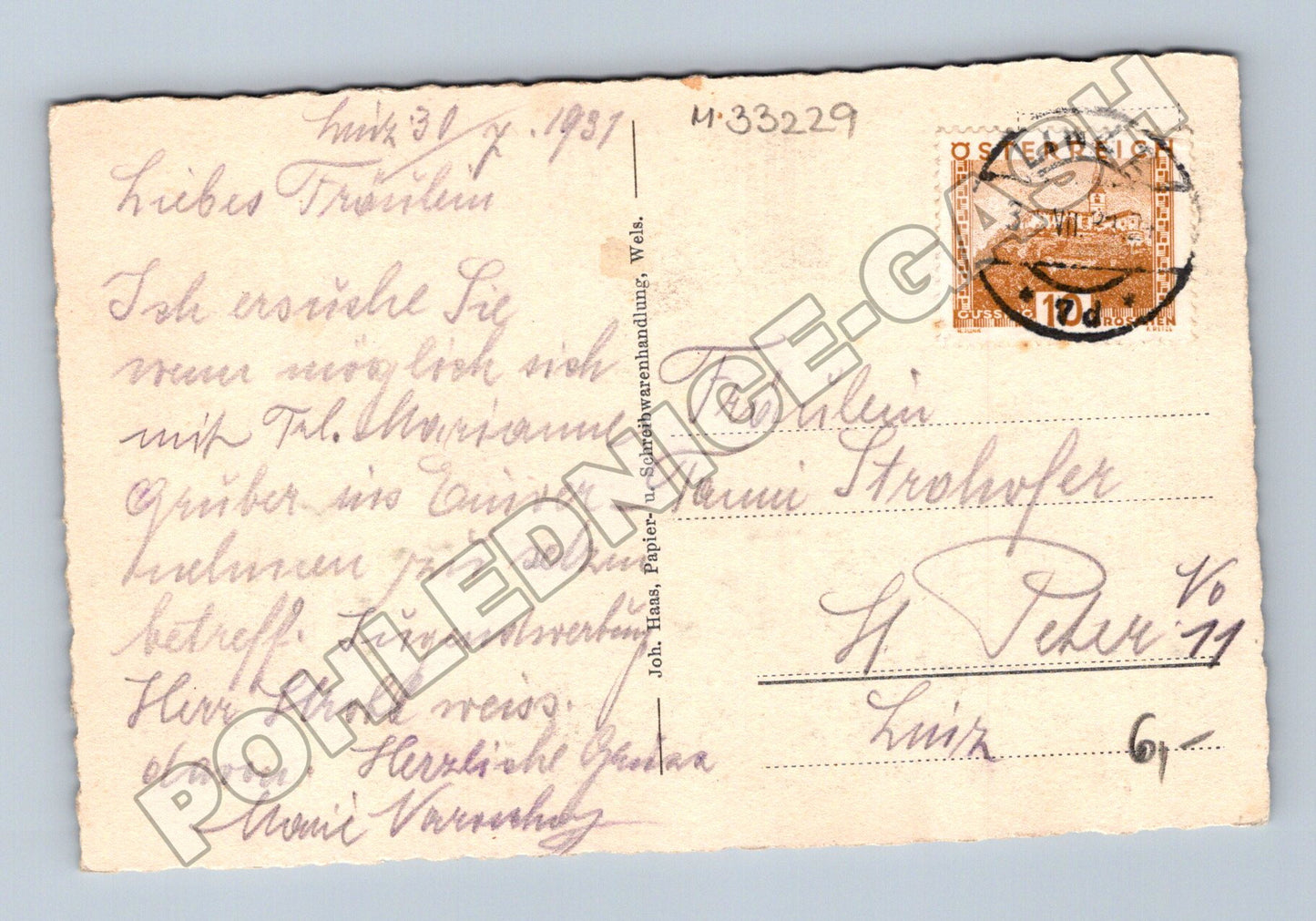 Pohlednice Rakousko Wels u staré městské zdi 1931 (M33229)