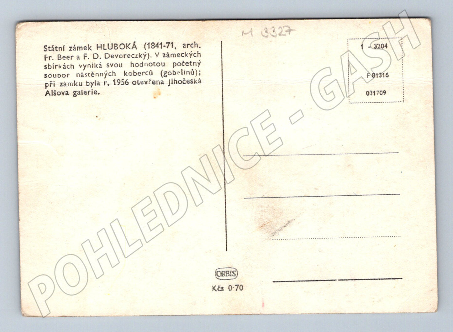 Pohlednice Hluboká nad Vltavou zámek (M3327)