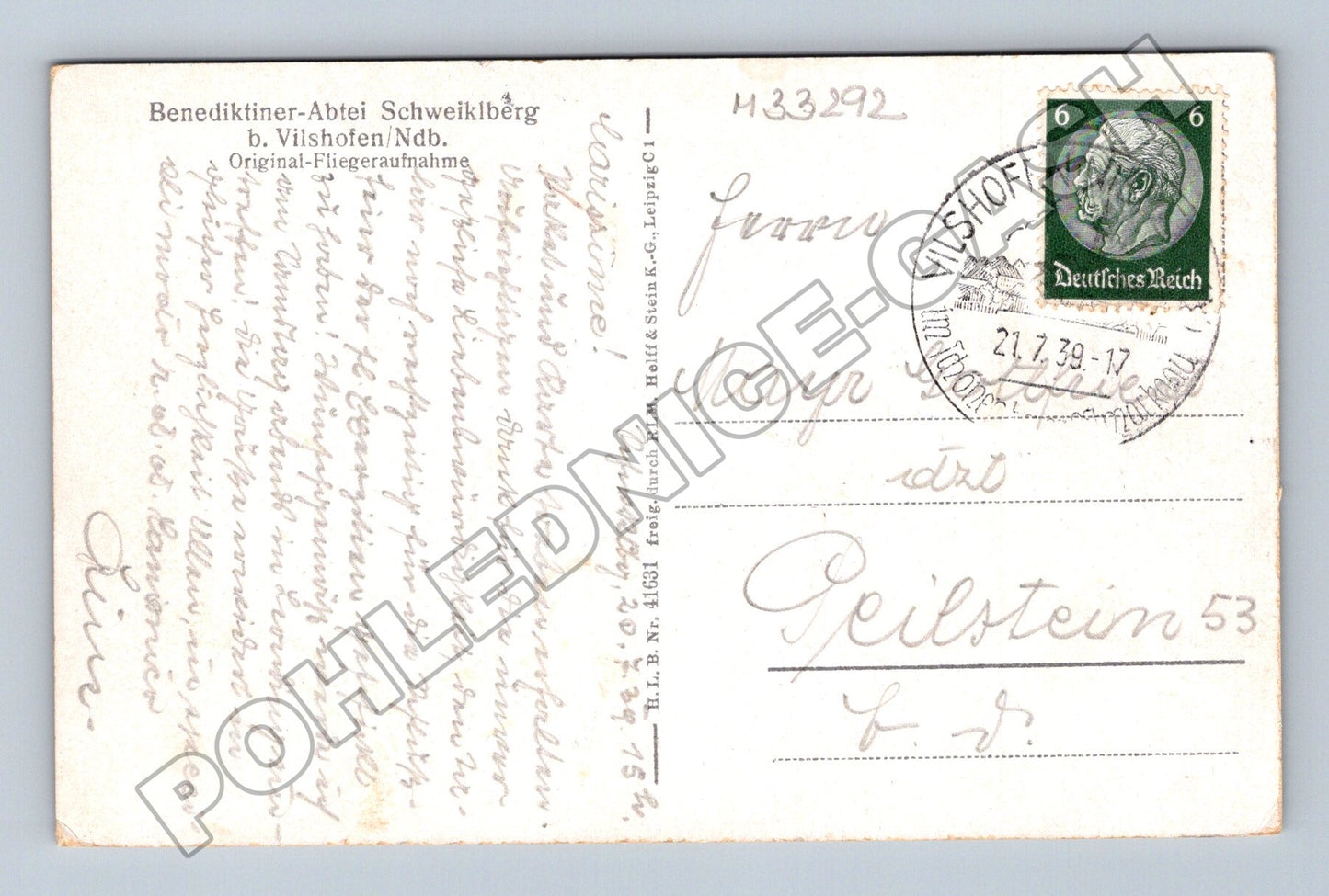 Německo Benediktiner-Abtei Schweiklberg letecký pohled 1939 (M33292)
