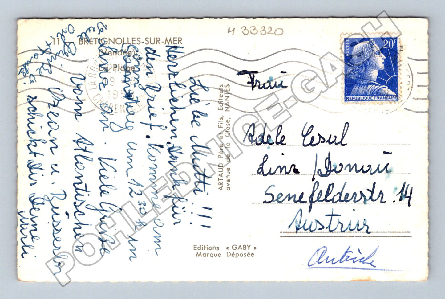 Pohlednice Francie Bretonnolles-sur-Mer pláž 1939 (M33320)