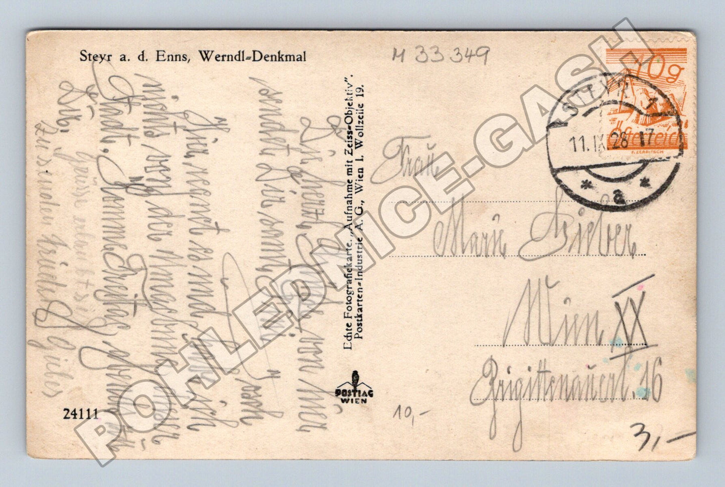 Pohlednice Rakousko Steyr Werndl-Denkmal 1916 (M33349)