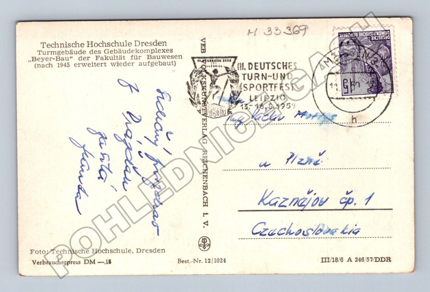 Německo Drážďany Technická univerzita Beyer-Bau 1959 (M33369)