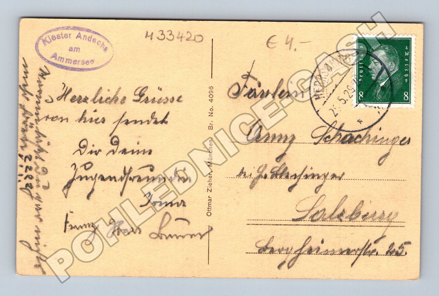 Pohlednice Německo Kloster Andechs klášter 1929 (M33420)