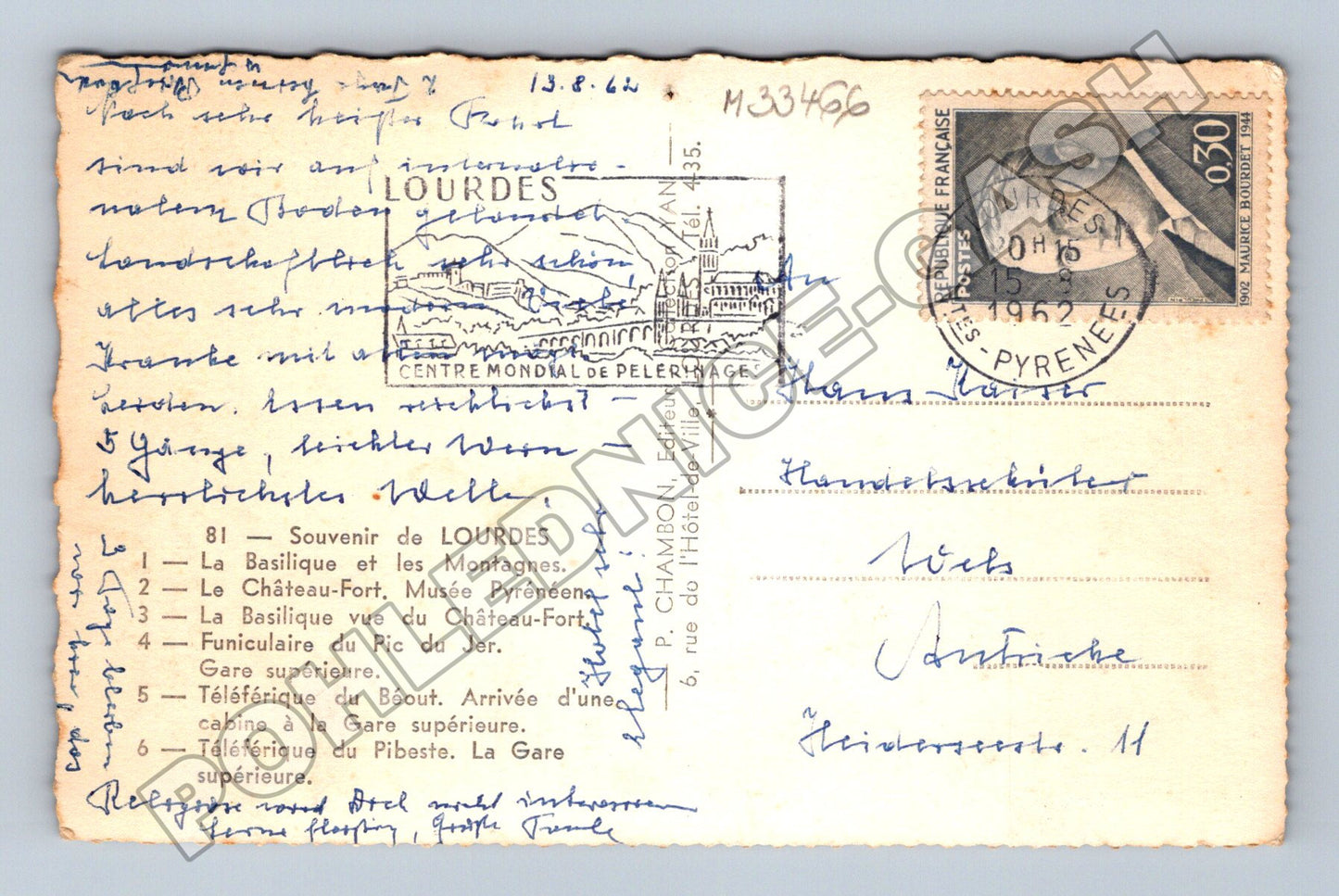 Pohlednice Francie Lourdes různé pohledy 1952 (M33466)
