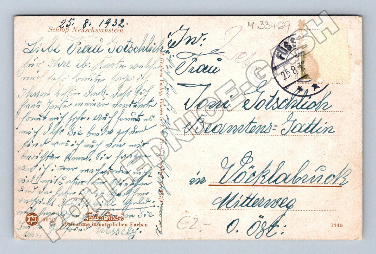 Pohlednice Německo zámek Neuschwanstein 1932 (M33469)