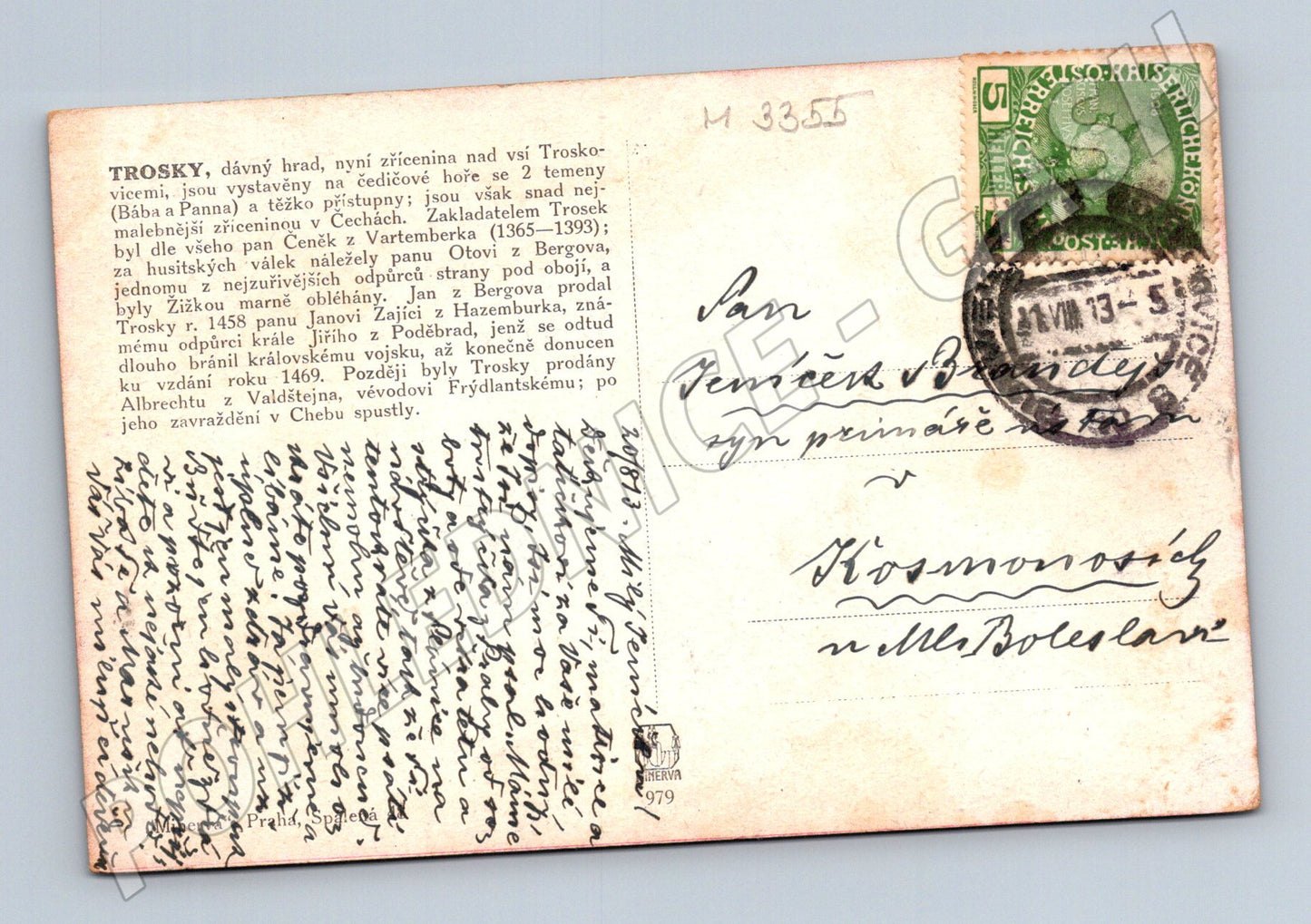 Pohlednice Trosky hrad 1913 (M3355)