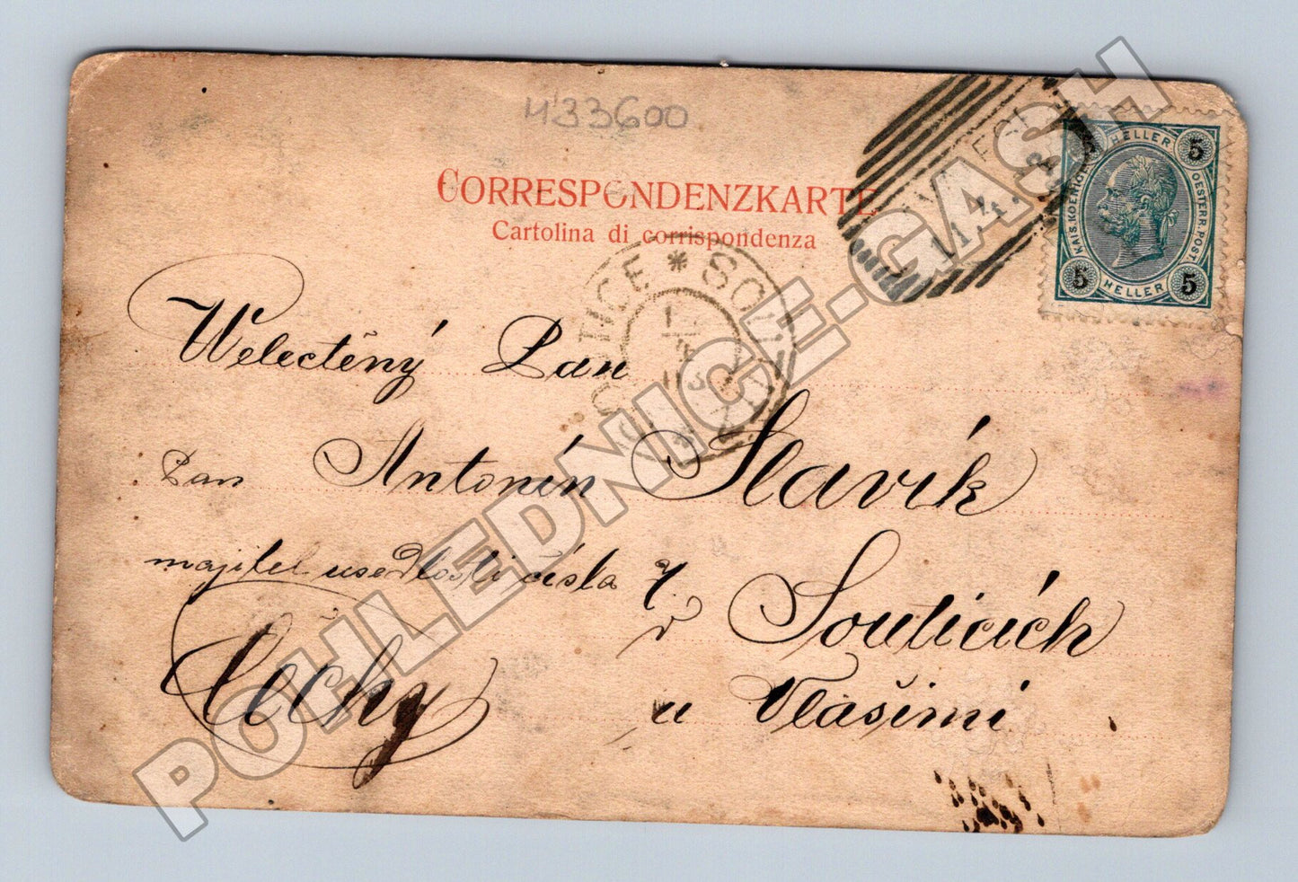 Pohlednice Itálie Cavalese město a hory 1908 (M33600)