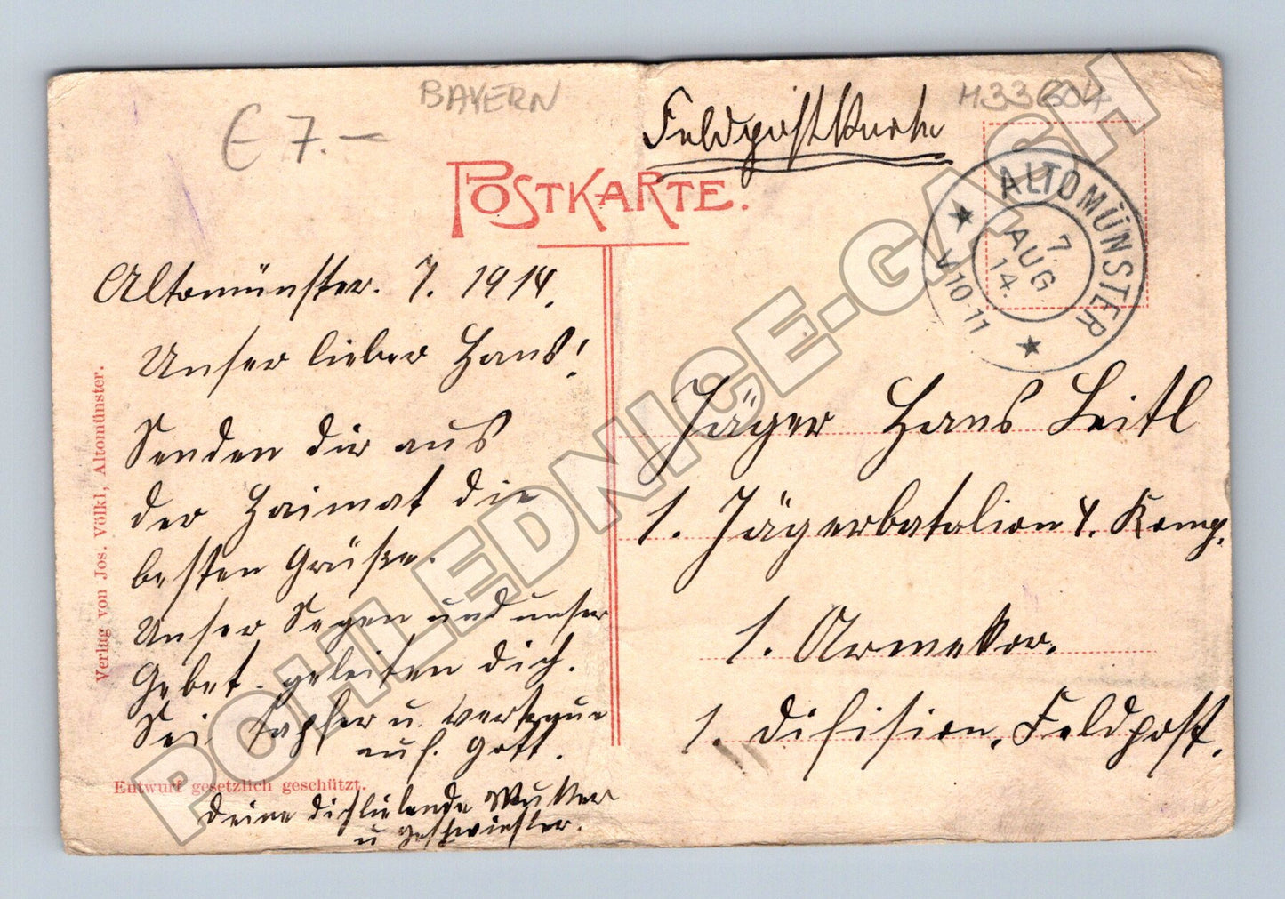 Pohlednice Německo Altomünster Marktplatz 1914 (M33604)