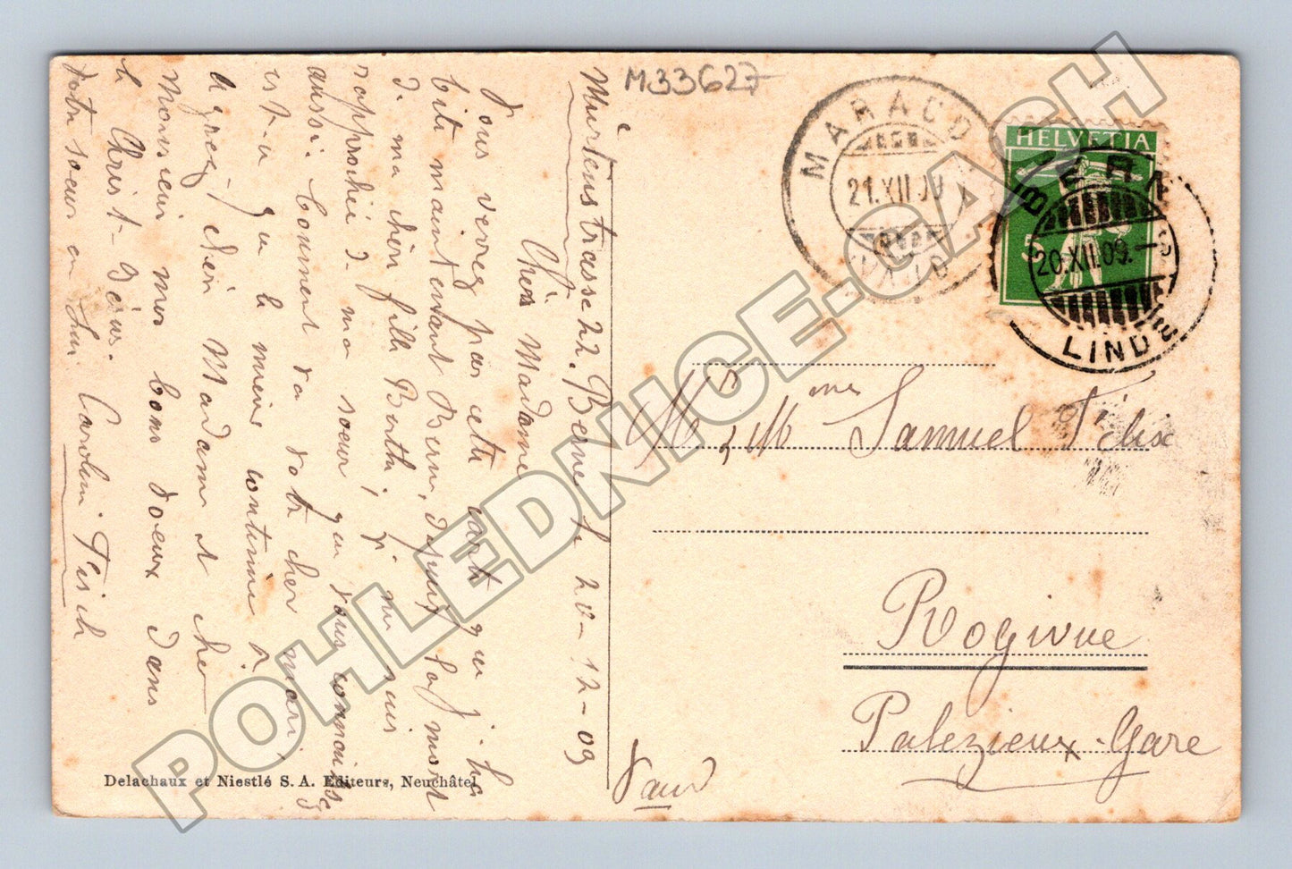 Pohlednice Švýcarsko zimní krajina chalupy 1909 (M33627)