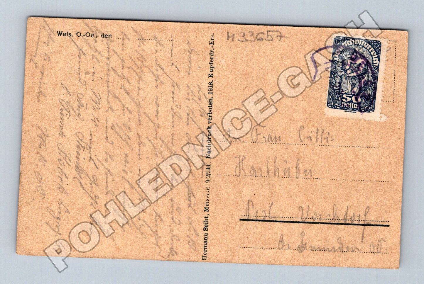 Pohlednice Rakousko Wels Marienwarte od Thalheim 1918 (M33657)
