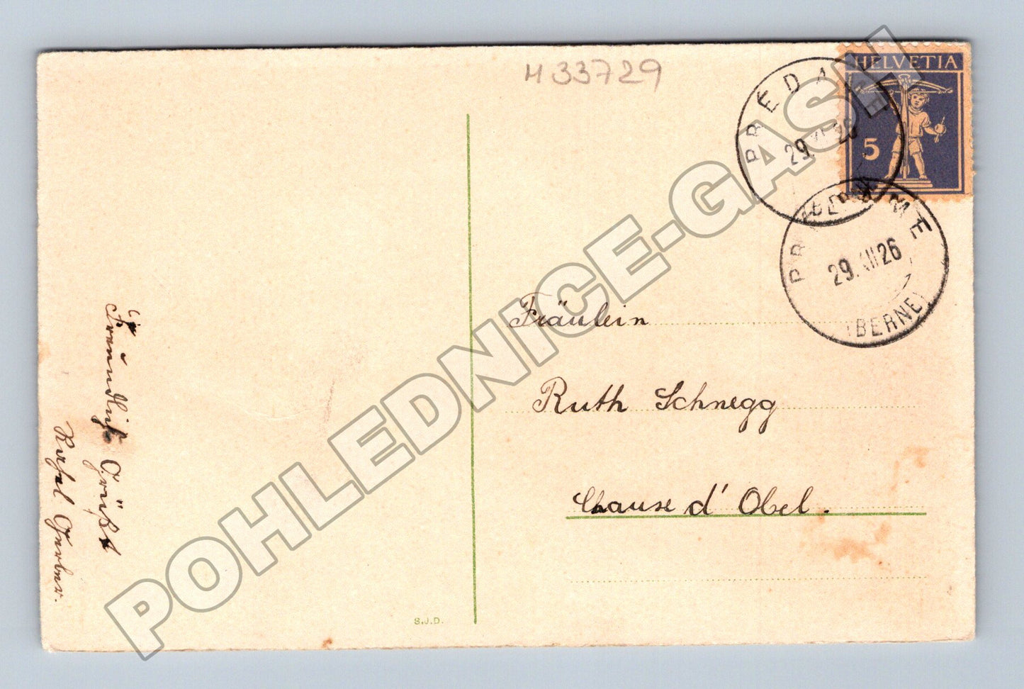 Pohlednice Švýcarsko Vánoční motiv kostel v horách 1926 (M33729)