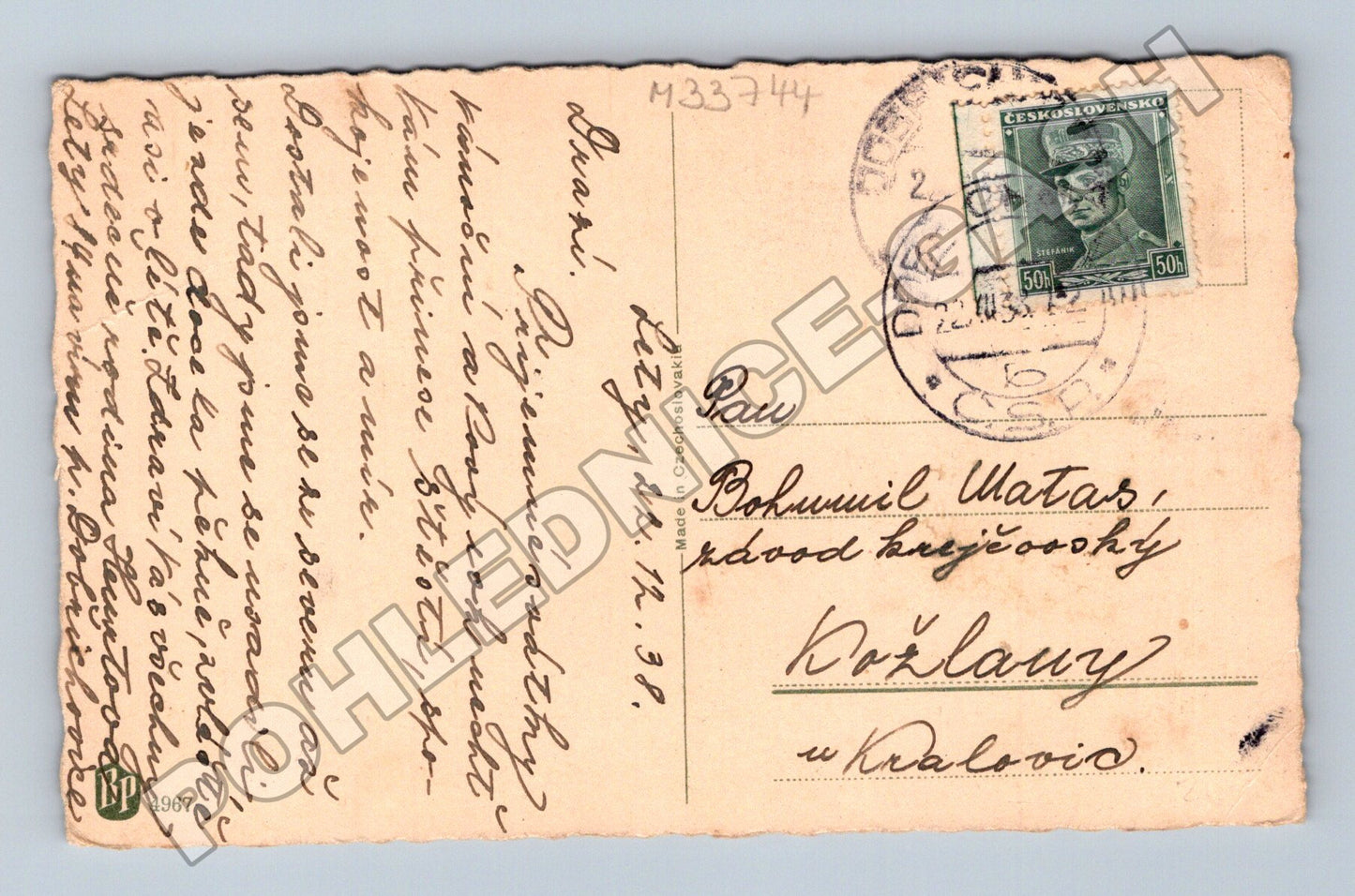 Pohlednice zimní krajina Vánoční přání 1938 (M33744)