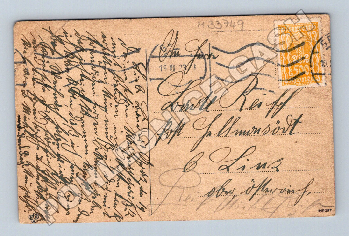Pohlednice Rakousko Vánoční anděl s větvemi 1923 (M33749)