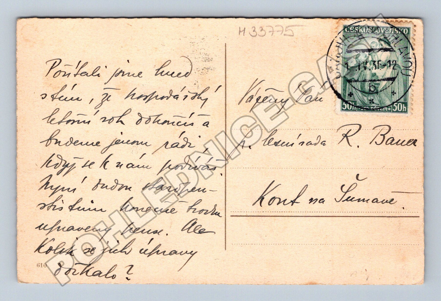 Pohlednice králík s velikonočními vejci 1935 (M33775)