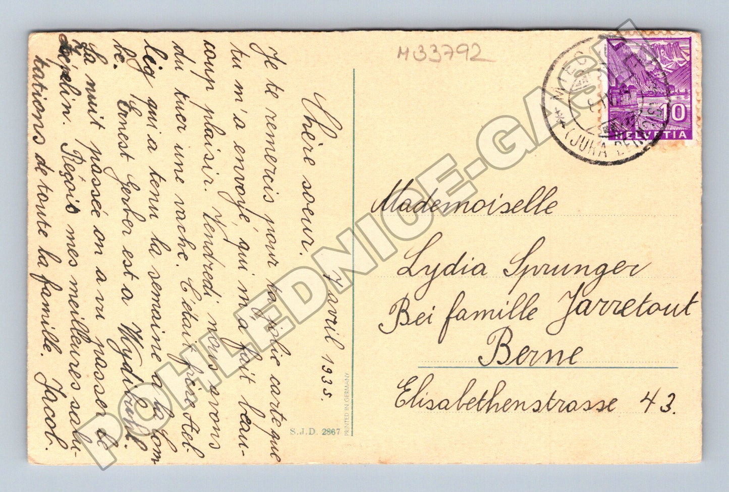 Pohlednice Švýcarsko náboženský text 1935 (M33792)