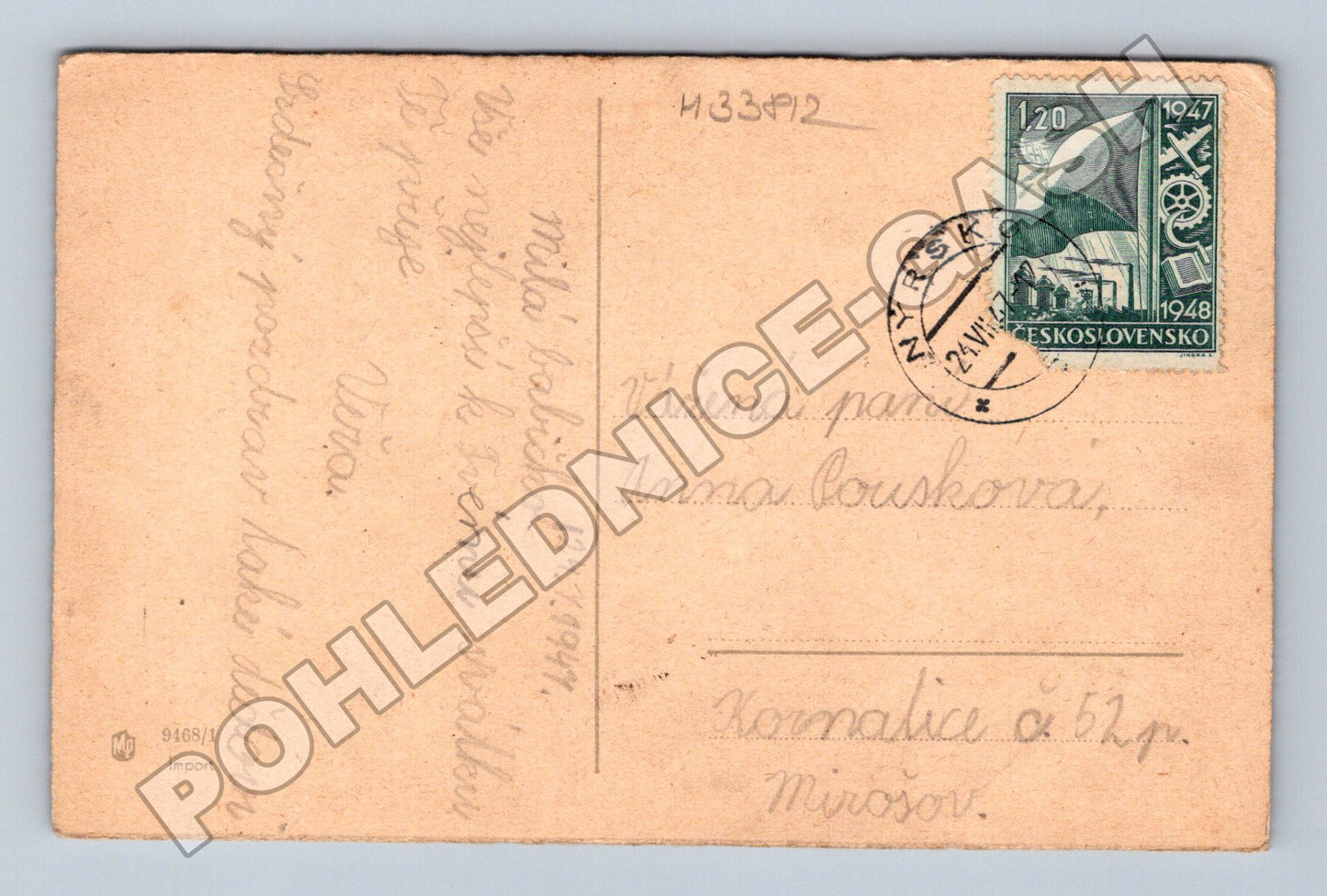 Pohlednice Srdečné přání růže 1947 (M33812)