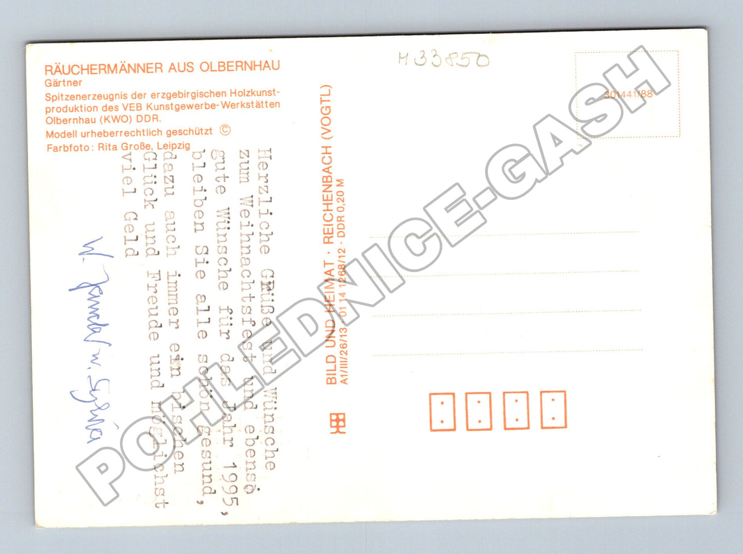 Pohlednice Německo Räuchermann zahradník 1995 (M33850)