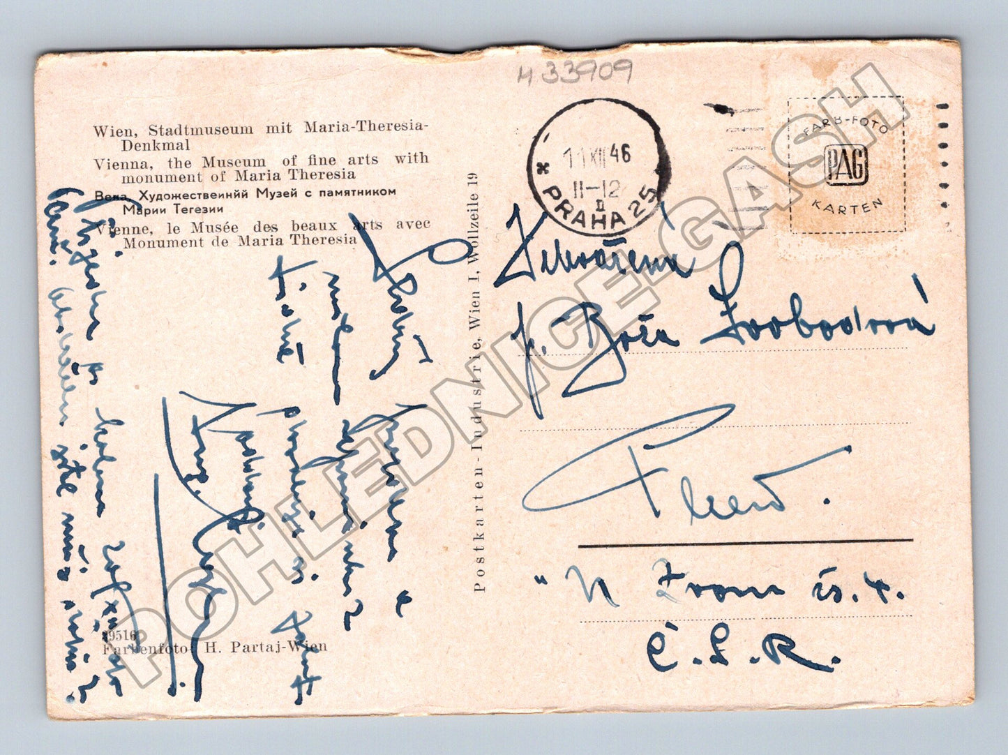 Rakousko Vídeň Muzeum s památníkem Marie Terezie 1946 (M33909)