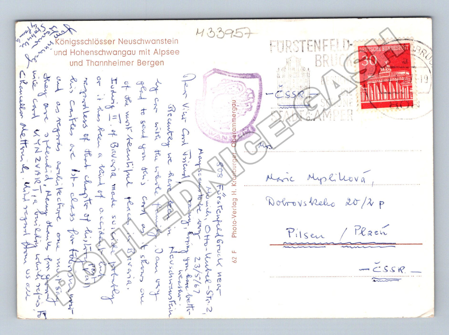 Pohlednice Německo Neuschwanstein Hohenschwangau 1967 (M33957)