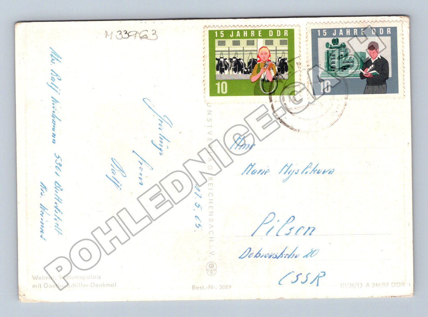 Pohlednice Německo Weimar Goethe-Schiller pomník 1965 (M33963)