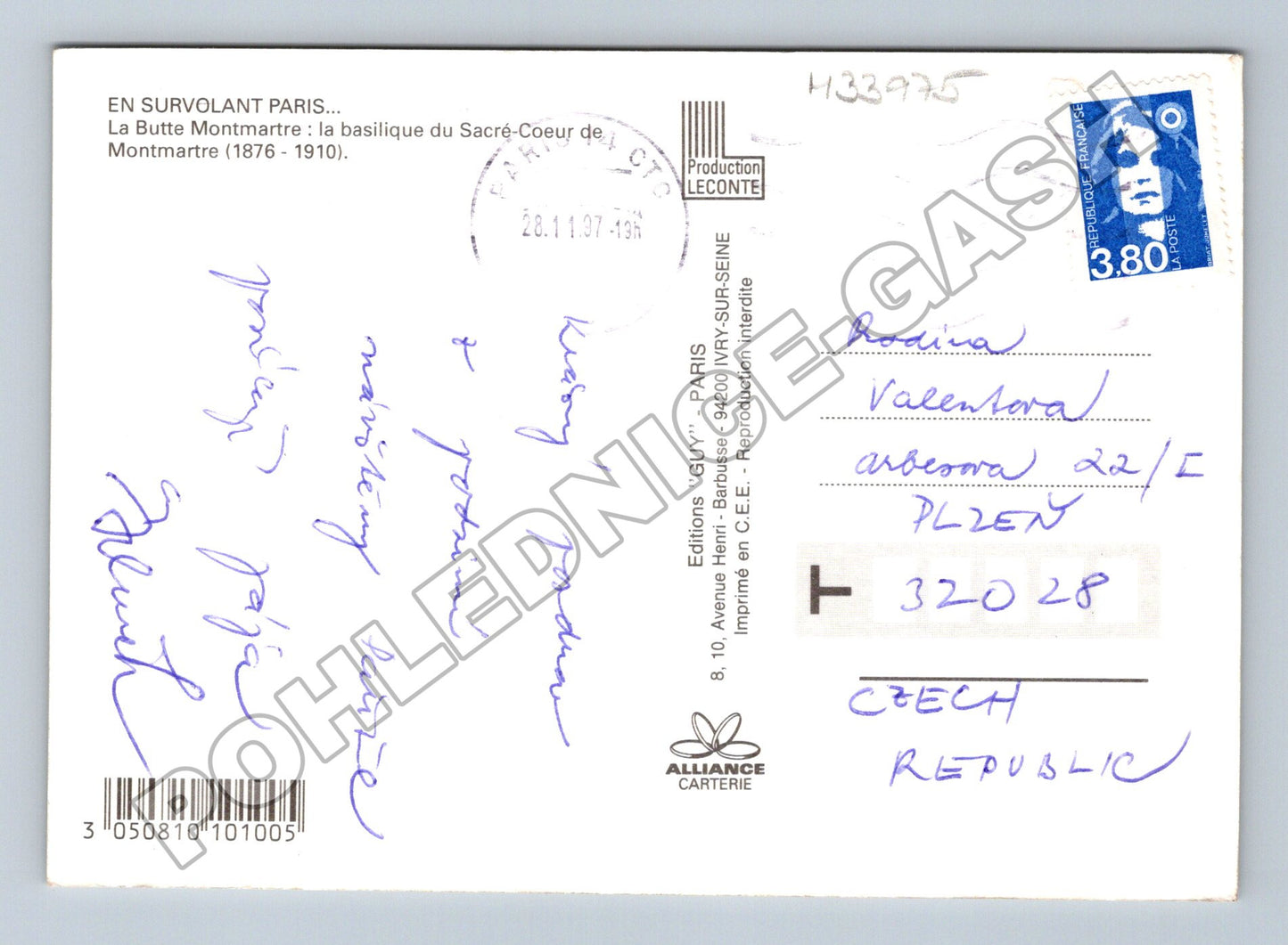 Pohlednice Francie Paříž Sacré-Cœur letecký pohled (M33975)