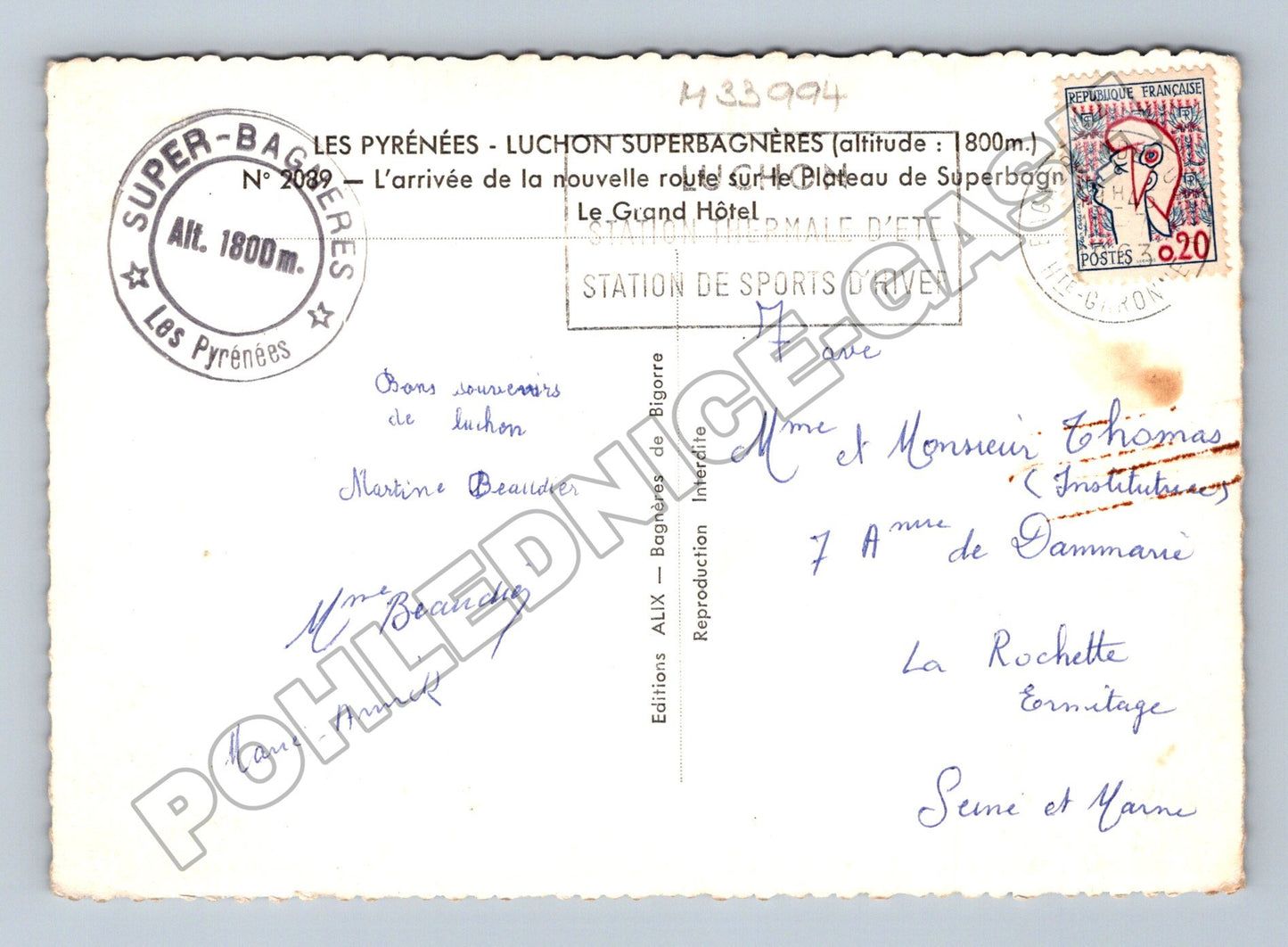 Pohlednice Francie Pyreneje Luchon Superbagnères hotel (M33994)