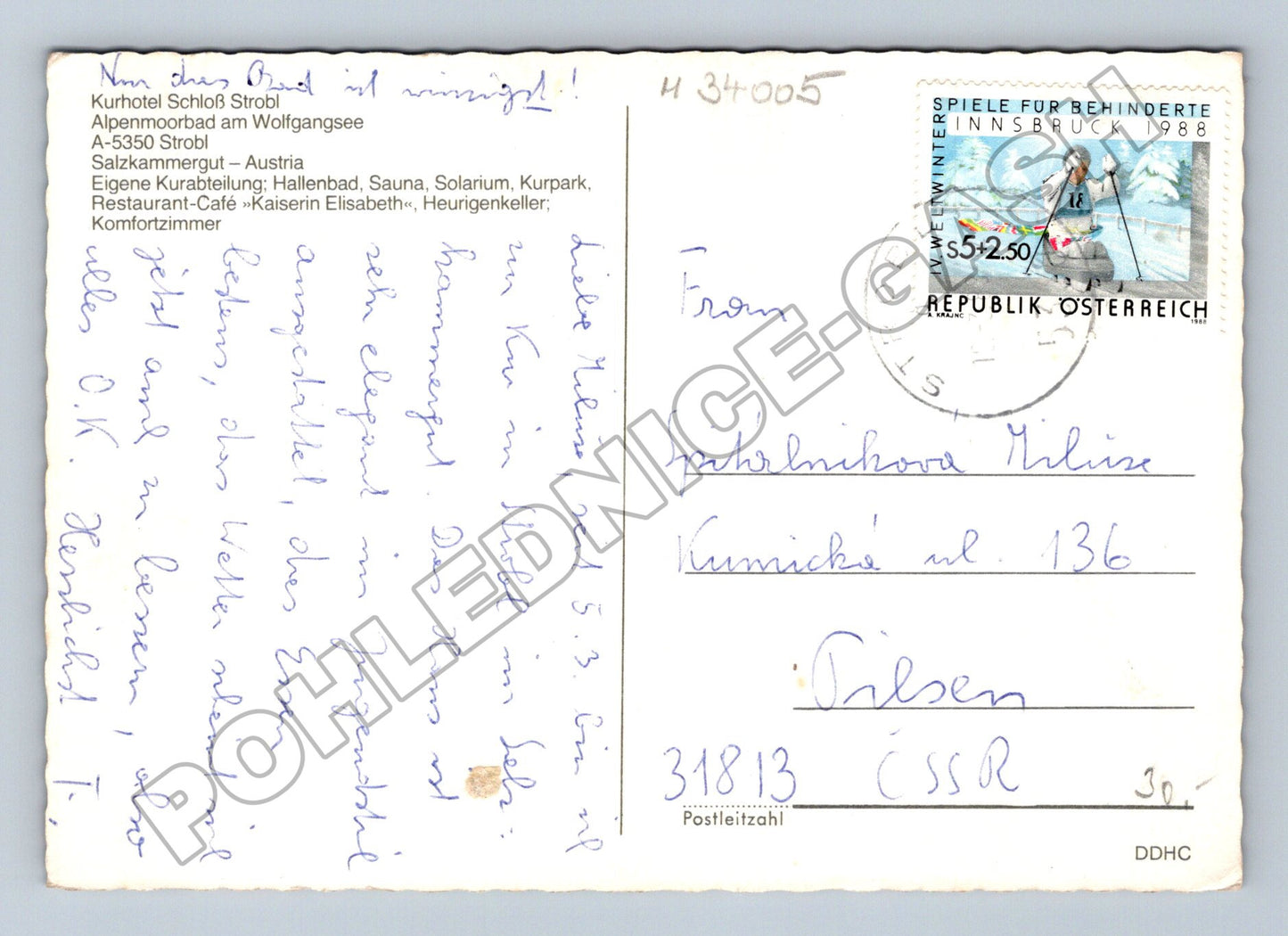 Pohlednice Rakousko Hotel Schloss Strobl 1988 (M34005)