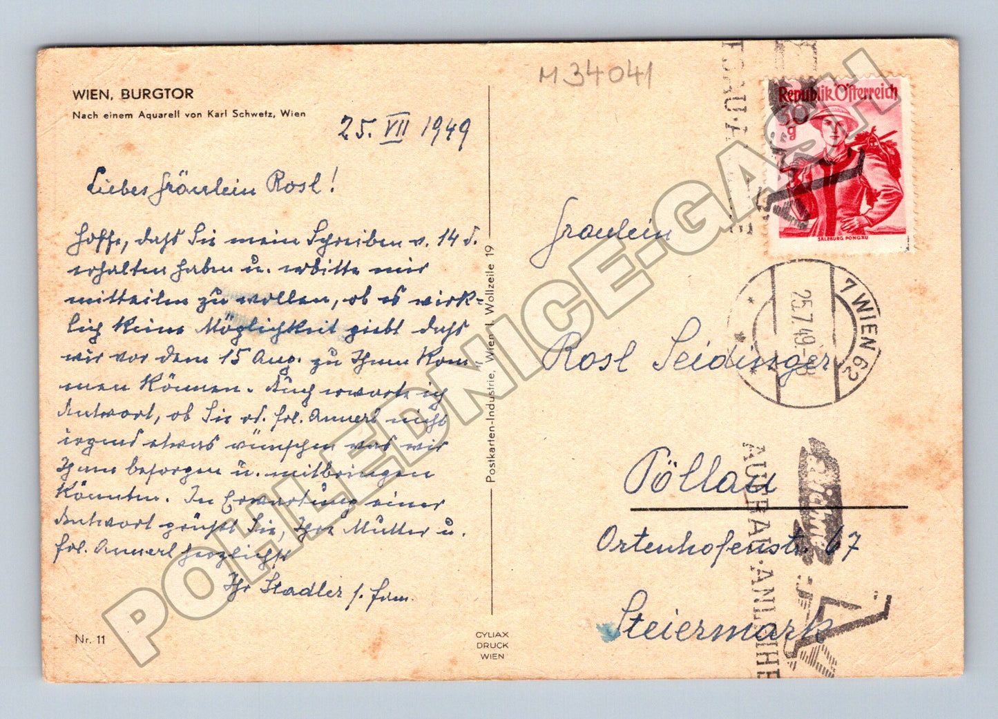 Pohlednice Rakousko Vídeň Burgtor 1949 (M34041)
