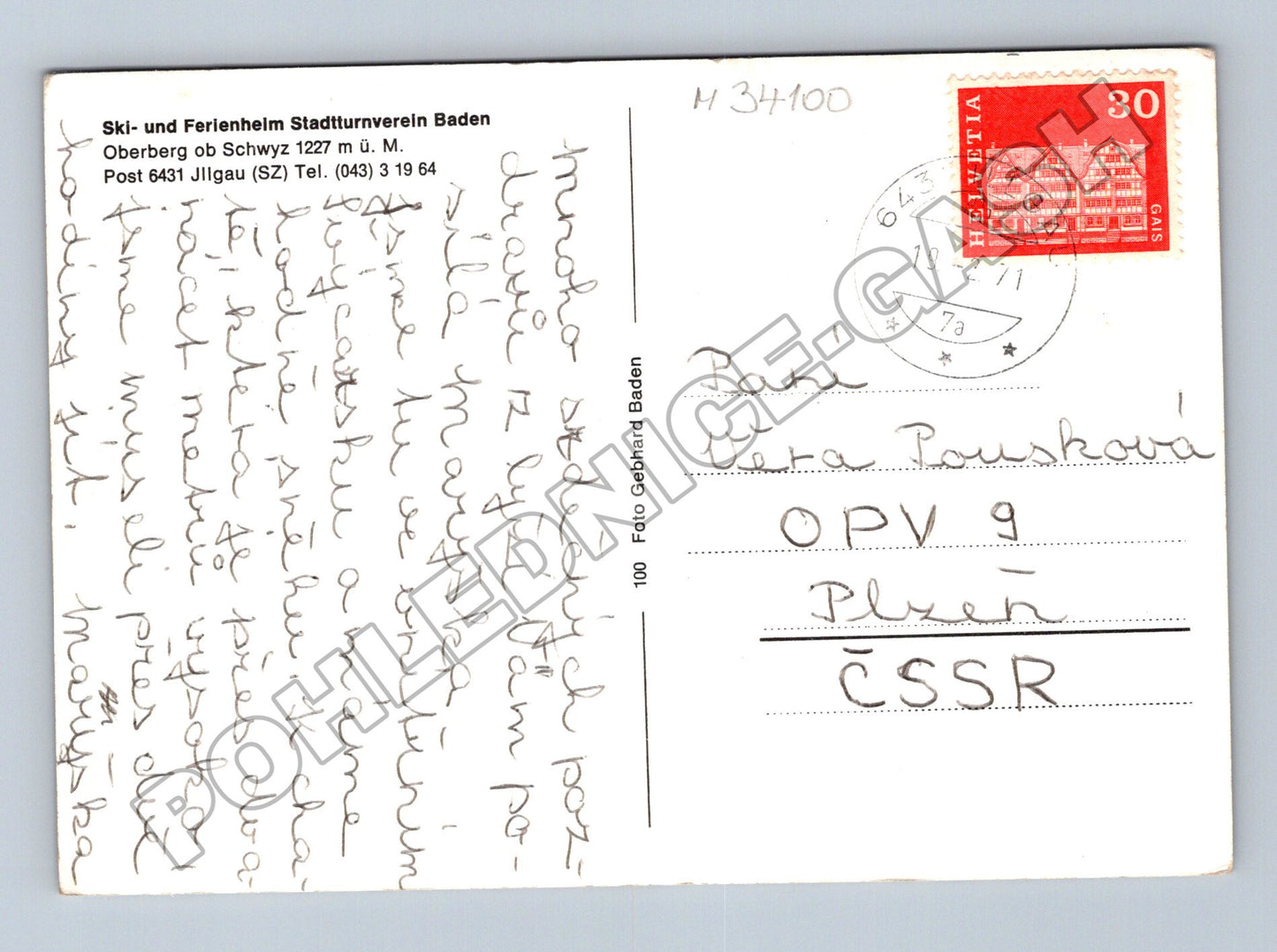 Pohlednice Švýcarsko Oberberg ob Schwyz zimní krajina 1971 (M34100)