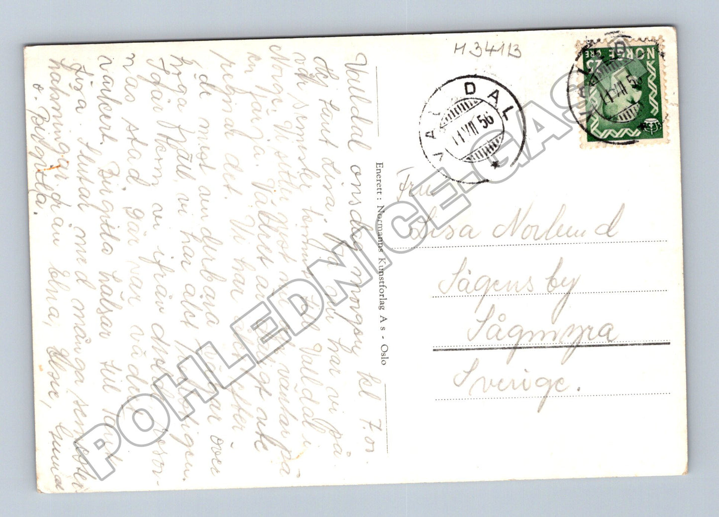 Pohlednice Norsko Andalsnes fjord žena 1956 (M34113)