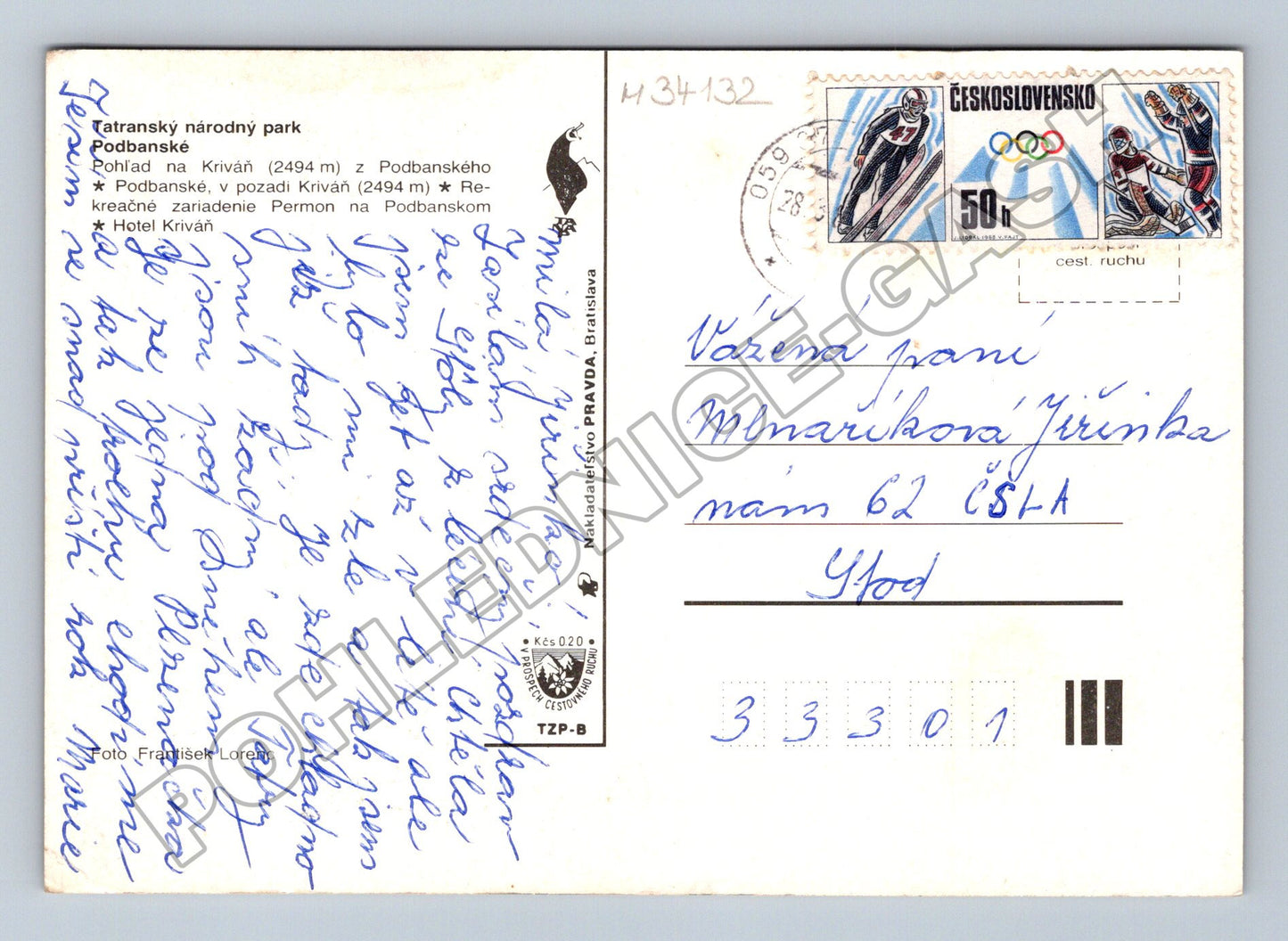 Pohlednice Slovensko Podbanské zimní motiv 1973 (M34132)
