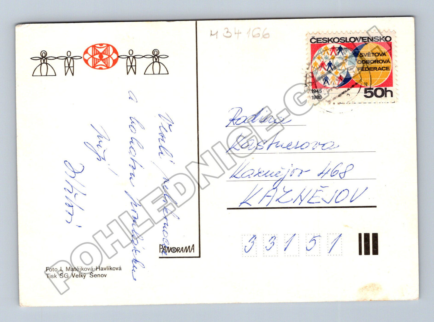 Pohlednice Československo etnografie krojované ženy 1987 (M34166)