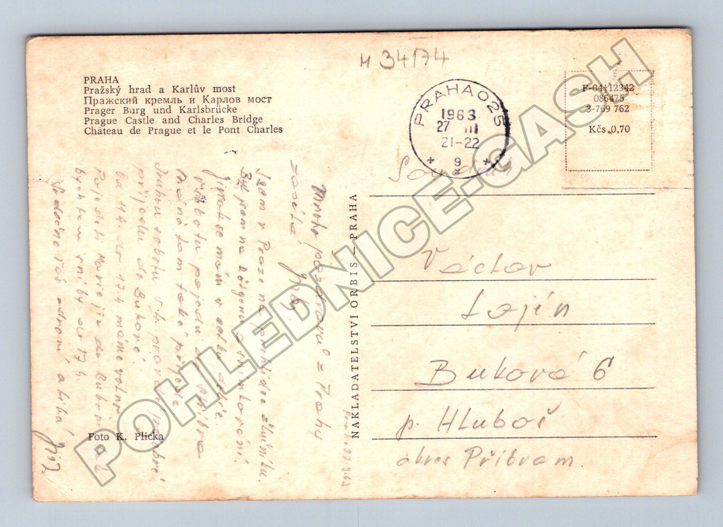 Pohlednice Praha Karlův most Hrad 1963 (M34174)