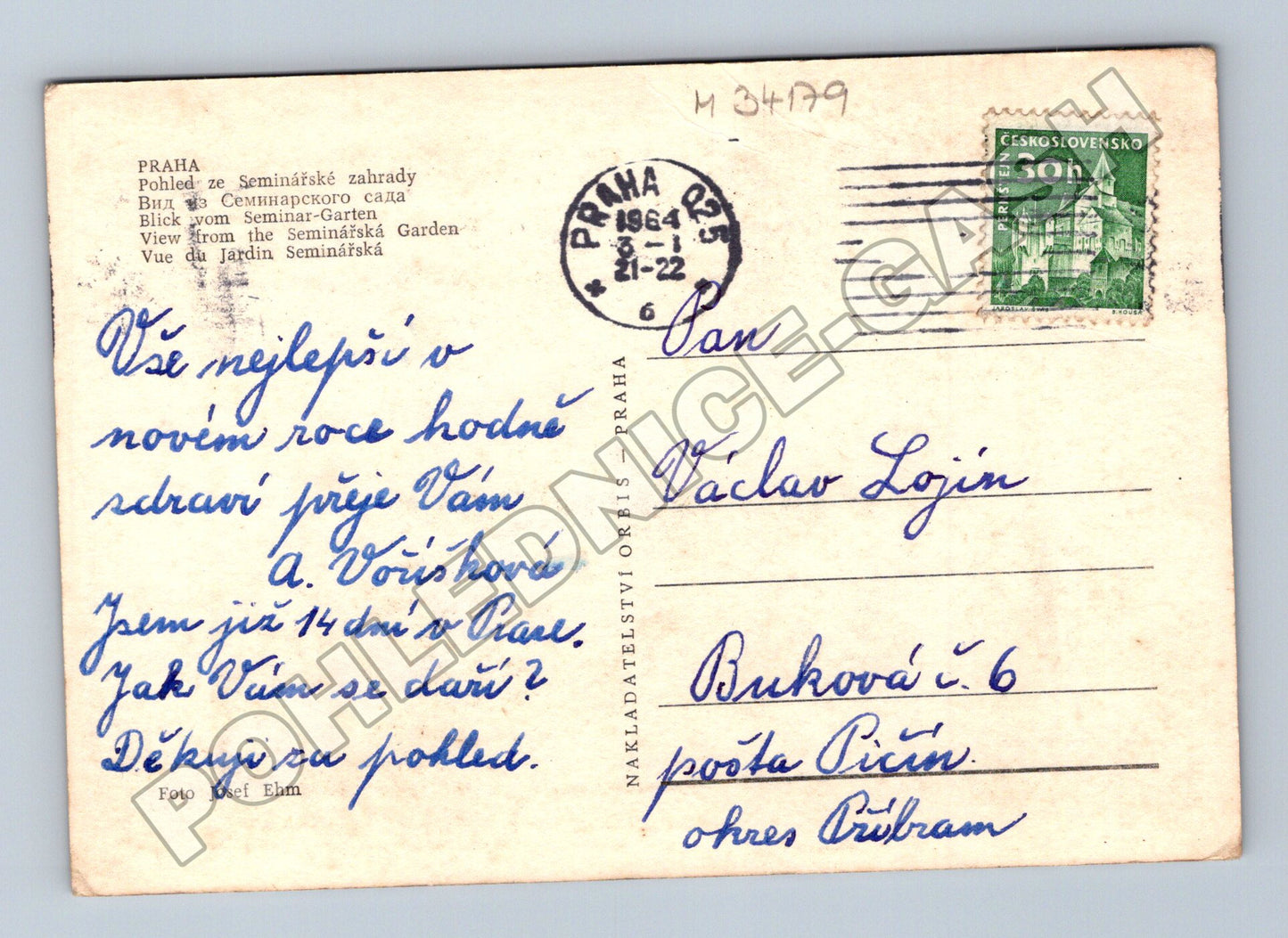 Pohlednice Praha Seminářská zahrada jaro 1964 (M34179)